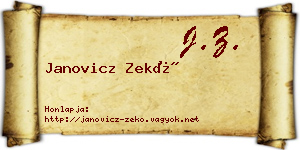 Janovicz Zekő névjegykártya